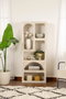 Hanah Home Estantería Estilo Mármol Travertino y Arenisca - 60x150x32 cm, Moderna, Melamina y MDF